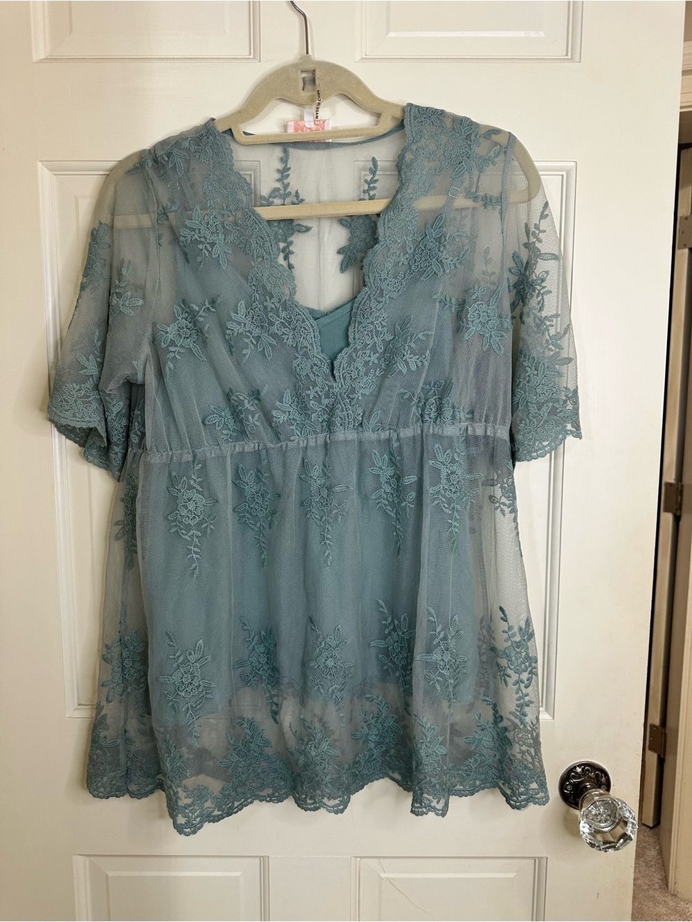 entro Teal Lace Blouse